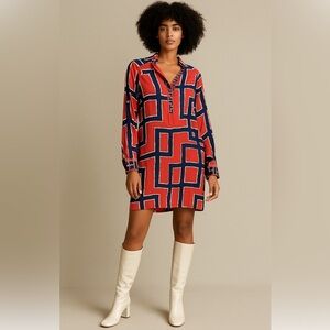 Alice Trixie 100% Silk Geometric Sexy Slinky Womens Dress XS Retro 60s 70s Mod
